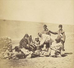 Group of the 47th in Winter Dress; Roger Fenton, English, 1819 - 1869, 1855; Salted paper print; 14.8 x 15.9 cm