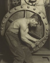 Mechanic and Steam Pump; Lewis W. Hine, American, 1874 - 1940, New York, New York, United States; 1921; Gelatin silver print