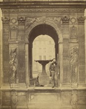 Man Posed in Fontaine des Innocents; Charles Marville, French, 1813 - 1879, Paris, France; 1855 - 1857; Albumen silver print