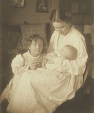 Mother in dressing gown, seated, with infant and small son; Gertrude Käsebier, American, 1852 - 1934, New York, New York