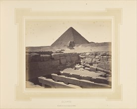 Égypte, Egypt, Pyramide de Chéops et temple de Chaffra; Félix Bonfils, French, 1831 - 1885, Alais, France; 1877; Tinted Albumen