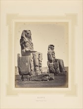Égypte, Egypt, Colosses de Memnon à Thèbes; Félix Bonfils, French, 1831 - 1885, Alais, France; 1877; Tinted Albumen silver