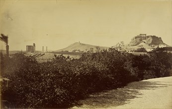 Athens - Temple of Zeus Olympios and Acropolis from the east; Baron Paul des Granges, French ?, active Greece 1860s, 1860