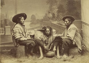 Portrait of three South American Indians; 1870s; Albumen silver print