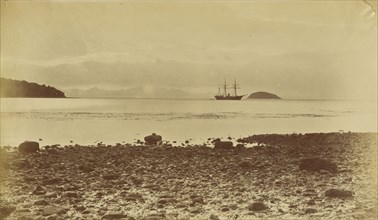 Seascape with sailing ship, possibly in South America; 1870s; Albumen silver print