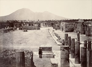 The Forum with Vesuvius, Pompeii; Giorgio Sommer, Italian, born Germany, 1834 - 1914, Pompeii, Italy; about 1865 - 1875