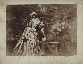 Sir David Brewster, Mrs. James Brewster, and Mr. and Mrs. Adair Craigie; British; about 1847; Salted paper print from a Calotype