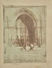 A Group of Men at the South Entrance to York Minster; Sir David Brewster, Scottish, 1781 - 1868, Original photograph by Hill
