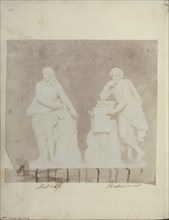 Statuettes of Milton and Shakespeare; British; 1840s; Salted paper print from a Calotype negative; 14.6 x 15.7 cm