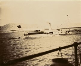 River barge; about 1860 - 1880; Tinted Albumen silver print