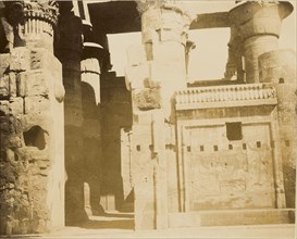 Egyptian temple ruins; Egypt; about 1860 - 1880; Tinted Albumen silver print