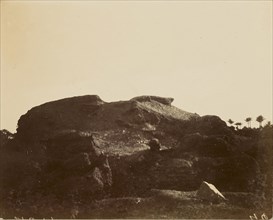 Desert landscape in shadow; about 1860 - 1880; Tinted Albumen silver print