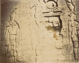 Wall with hieroglyphs; Egypt; about 1900; Tinted Albumen silver print