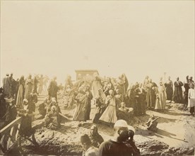 Crowd of people; about 1860 - 1880; Tinted Albumen silver print