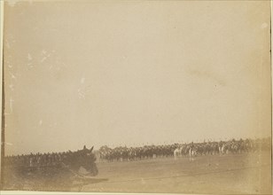 Cavalry in field; about 1860 - 1880; Tinted Albumen silver print