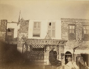 Building with wicker canopy; about 1860 - 1880; Tinted Albumen silver print