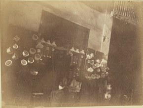 Display of pots and urns; about 1860 - 1880; Tinted Albumen silver print