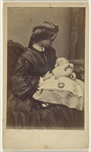 woman holding sleeping child, seated; William Keith, British, active Liverpool, England 1860s, about 1866; Albumen silver print