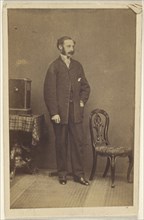 man with moustache & muttonchops, standing; 1860s; Albumen silver print