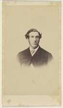 man with long sideburns, in vignette-style; F. Schwarzschild, British, active Calcutta, India 1860s, 1860s; Albumen silver