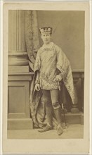 man in historical costume, standing; F. Schwarzschild, British, active Calcutta, India 1860s, 1860s; Albumen silver print
