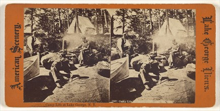 Camp Life at Lake George, N.Y; American; about 1870; Albumen silver print