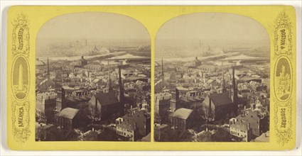 High angle view of Boston, Mass. and suburbs; American; about 1870 - 1880; Albumen silver print