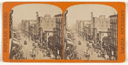 New York City. Broadway from Prince St. - Inst; American; about 1869 - 1873; Albumen silver print