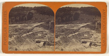 Williamsburg, Virginia). Reservoir Dam showing the break; American; about 1864; Albumen silver print