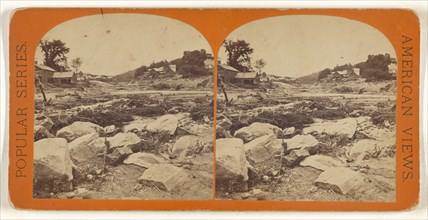 Mill St. looking north, grist mill dam in the distance. Williamsburg; American; about 1864; Albumen silver print