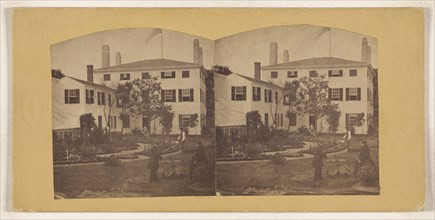 Large house and lawn, people in the garden, probably at Newburyport, Mass; Philip Coombs, American, active 1860s, about 1860