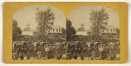 View of New Market, New Hampshire, large crowd in street; Oliver H. Copeland, American, 1836 - 1876, 1875; Albumen silver print