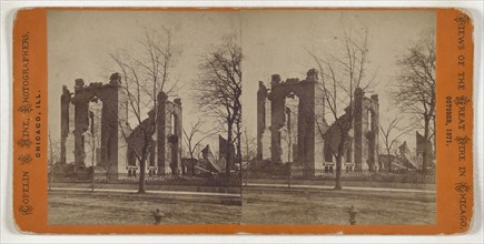 Residence of Mr. -illeg. Great fire of Chicago, October, 1871; Copelin & Hine; October 1871; Albumen silver print