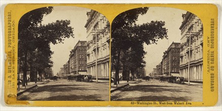 Washington St., West from Wabash Ave. Chicago, Illinois; Copelin & Melander; 1870s; Albumen silver print