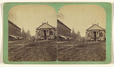 Market Square. Portland, Maine; Marquis Fayette King, American, 1835 - 1904, 1860s; Albumen silver print