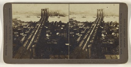 Brooklyn Bridge from World Building, New York City; Darius Kinsey, American, 1869 - 1945, about 1905; Gelatin silver, toned