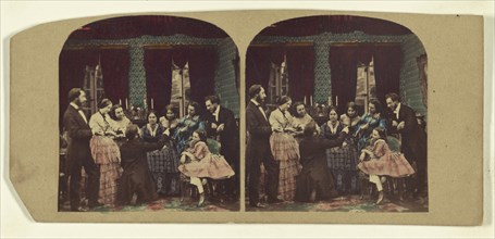 Family meeting; Attributed to London Stereoscopic Company, active 1854 - 1890, about 1865; Hand colored albumen silver print
