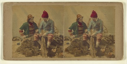 Dutch Fishermen; Attributed to London Stereoscopic Company, active 1854 - 1890, about 1868; Hand colored Albumen silver print