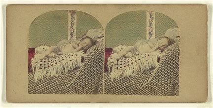Child sleeping; Attributed to London Stereoscopic Company, active 1854 - 1890, about 1860; Hand colored Albumen silver print