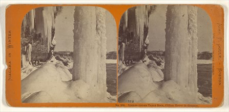 Icicles Under Table Rock, Clifton House in distance; John P. Soule, American, 1827 - 1904, about 1865; Albumen silver print