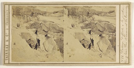 Passage difficile a la junction du glacee des Bassons et da Cacomey, sic, Tairraz & Cie; about 1865; Albumen silver print