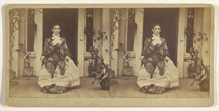 Woman seated on porch. Moravia or Groton, N.Y; Tuthill & Teed; 1870s; Albumen silver print