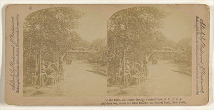 On the Lake, and Rustic Bridge, Central Park, N.Y., U.S.A; Underwood & Underwood, American, 1881 - 1940s, about 1900; Albumen