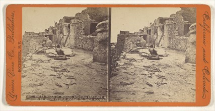 Outer Walls of Mouqui, Showing Entrance & Ladders by Which People Ascend to their Houses; Union View Company; 1880s; Albumen