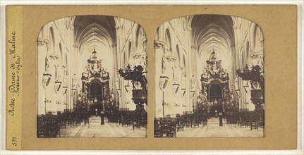 Notre-Dame de Maline, Interieur d'Eglise, F. Grau, G.A.F., French, active 1850s - 1860s, 1855 - 1865; Hand-colored Albumen