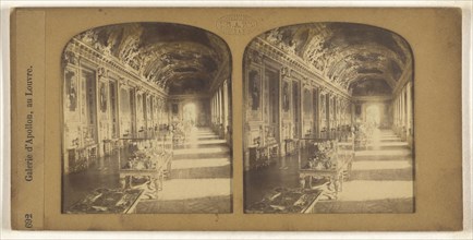 Galerie d'Apollon, au Louvre; F. Grau, G.A.F., French, active 1850s - 1860s, 1855 - 1865; Hand-colored Albumen silver print