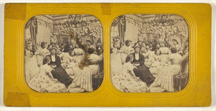 Salon scene; Charles Gaudin, Ch. G., French, active 1860s, 1860s; Hand-colored Albumen silver print