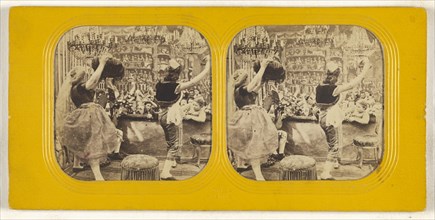 Salon scene with dancers; Charles Gaudin, Ch. G., French, active 1860s, 1860s; Hand-colored Albumen silver print