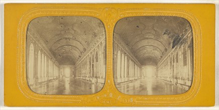 Galerie des Glaces, Versailles; Adolphe Block, French, 1829 - about 1900, 1860s; Hand-colored Albumen silver print