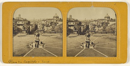 Place du Capitol, Rome; Adolphe Block, French, 1829 - about 1900, about 1865; Hand-colored Albumen silver print
